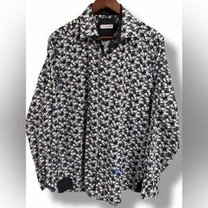 John Lennon Floral Button Down Shirt Retro Indie Mod Statement Mens Size XL